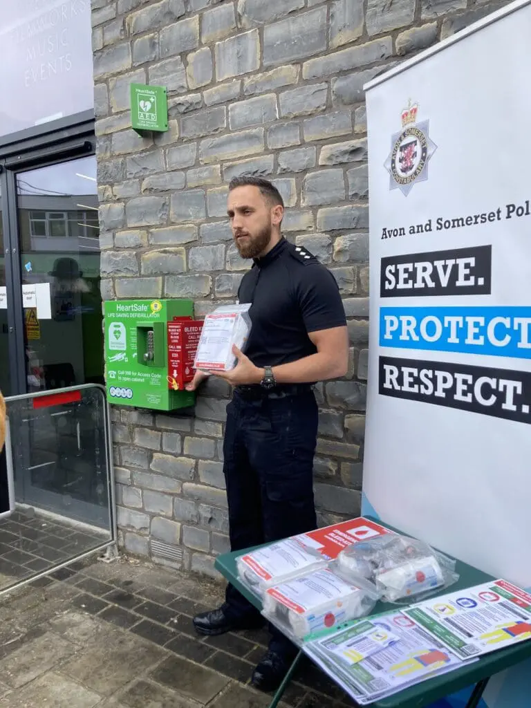 Avon and Somerset Police joined up with HeartSafe and NHS England South West to install over 100 bleed kits across their force area and raise awareness.